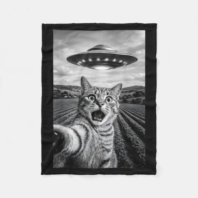 Couverture Polaire Funny Cat Ufo Alien Bengal Cat Selfie Gift Men Wom (Devant)