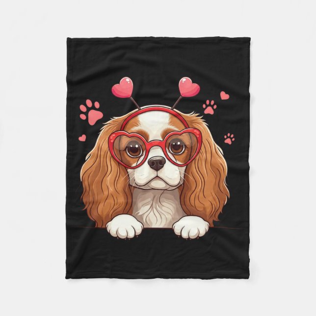 Couverture Polaire Funny Cavalier King Charles Spaniel Heart Headnd V (Devant)