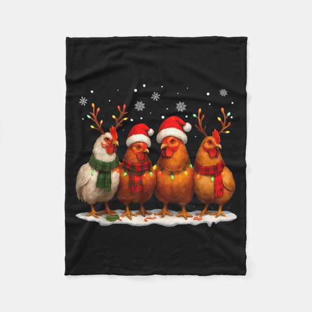 Couverture Polaire Funny Chicken Christmas Lights Farm Animal Cute Xm (Devant)