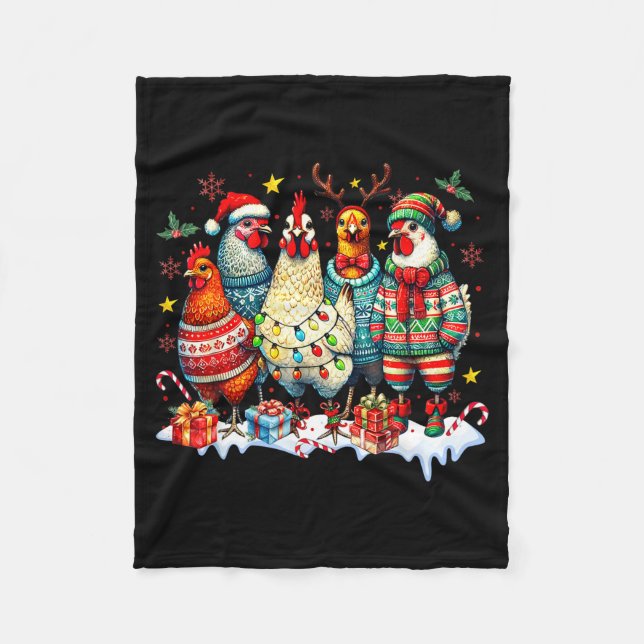 Couverture Polaire Funny Chicken Christmas Lights Farm Animal Cute Xm (Devant)