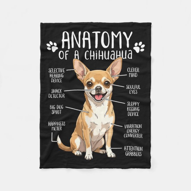 Couverture Polaire Funny Chihuahua Anatomy Of A Chihuahua Dog Owner P (Devant)