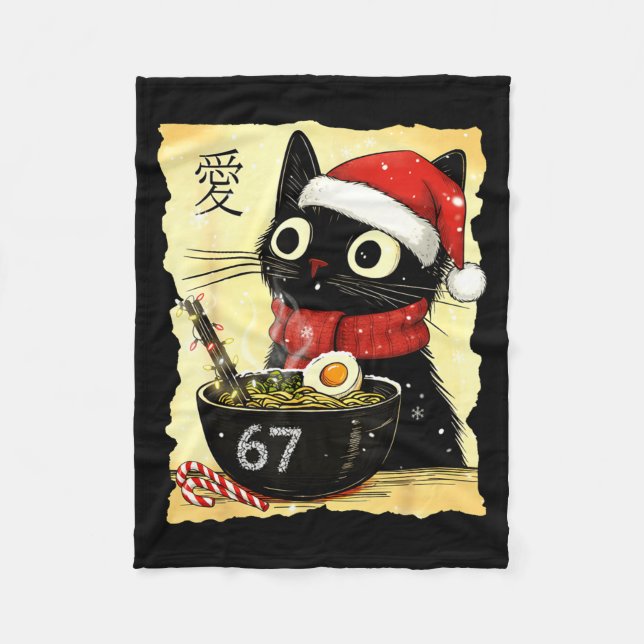 Couverture Polaire Funny Christmas 67 Six Seven Cat Ramen Japanese Ka (Devant)