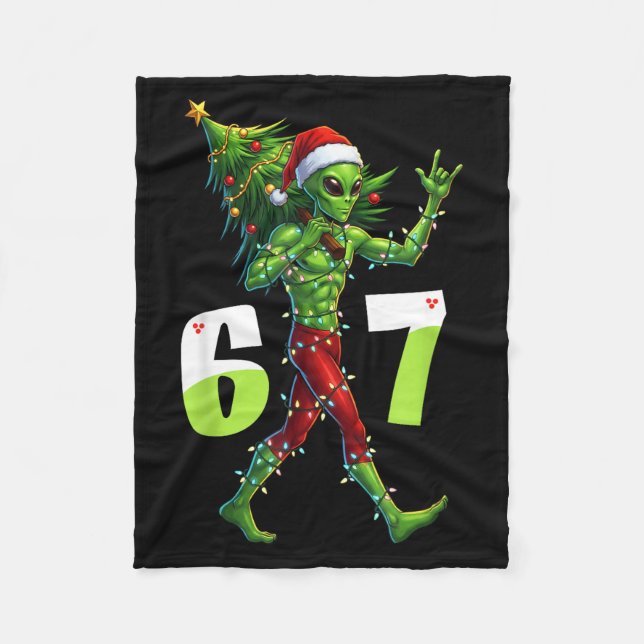 Couverture Polaire Funny Christmas Alien Six Seven Meme 67 Santa Hat  (Devant)