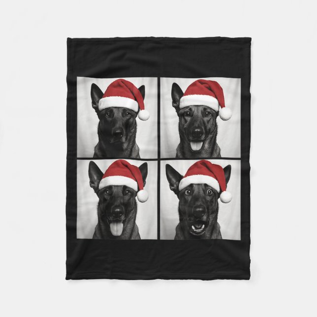 Couverture Polaire Funny Christmas Belgian Malinois Santa Dog Lover P (Devant)