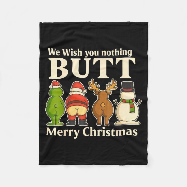 Couverture Polaire Funny Christmas Butt - We Wish You Merry Xmas  (Devant)