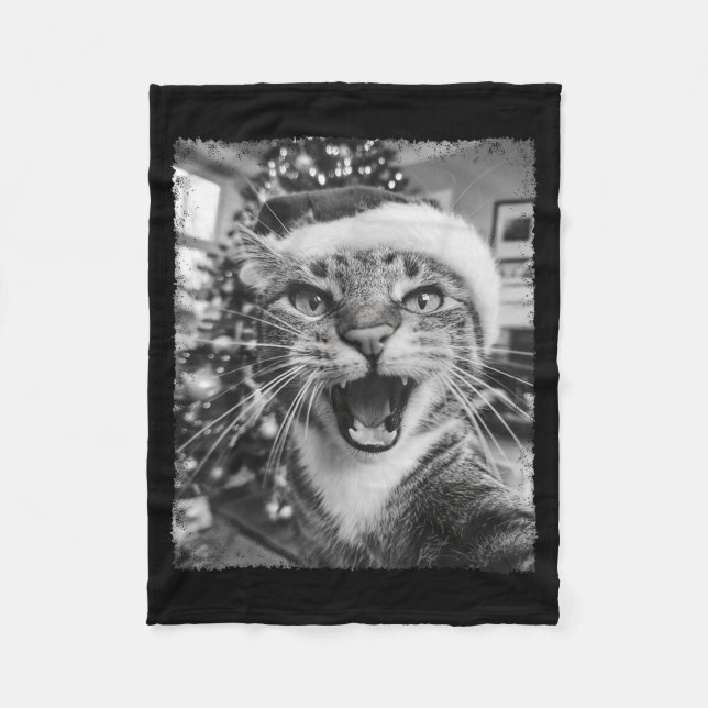 Couverture Polaire Funny Christmas Cat Selfie  (Devant)
