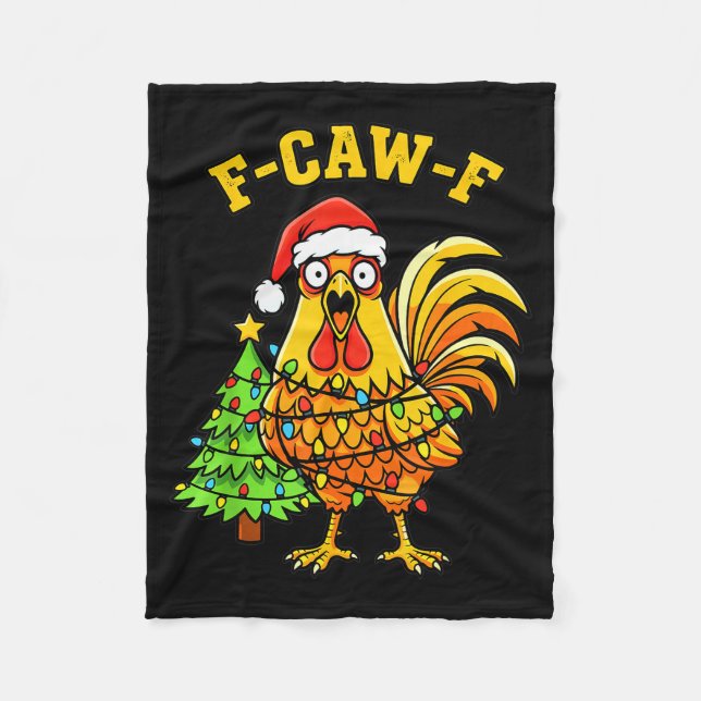 Couverture Polaire Funny Christmas Chicken Lights Santa Hat F-caw-f  (Devant)