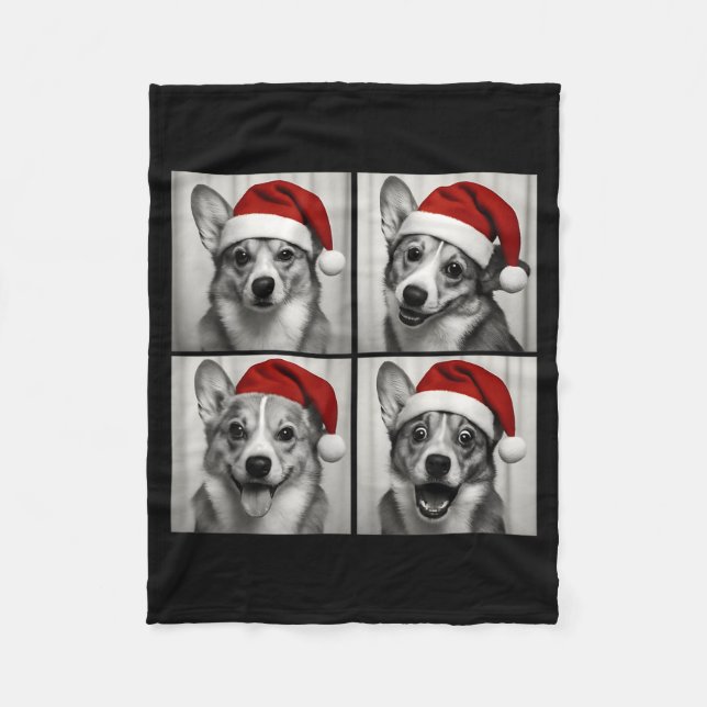 Couverture Polaire Funny Christmas Corgi Santa Dog Lover Photo Booth  (Devant)