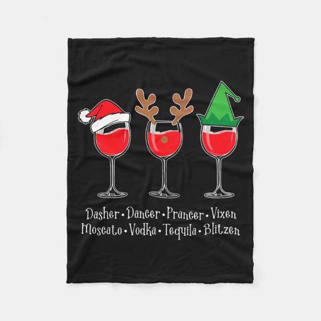 Couverture Polaire Funny Christmas Dasher Dancer Prancer Vixen Whiske (Devant)