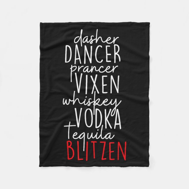 Couverture Polaire Funny Christmas Dasher Dancer Prancer Vixen Whiske (Devant)