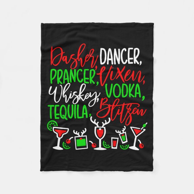 Couverture Polaire Funny Christmas Dasher Dancer Prancer Vixen Whiske (Devant)