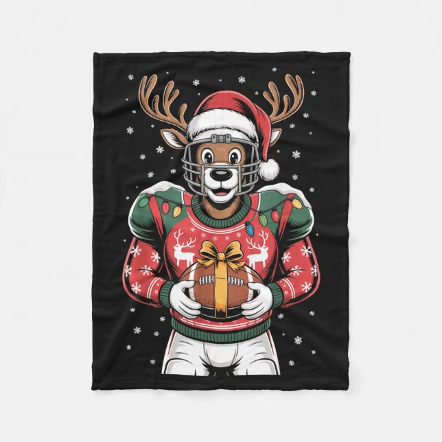 Couverture Polaire Funny Christmas Football Reindeer  (Devant)
