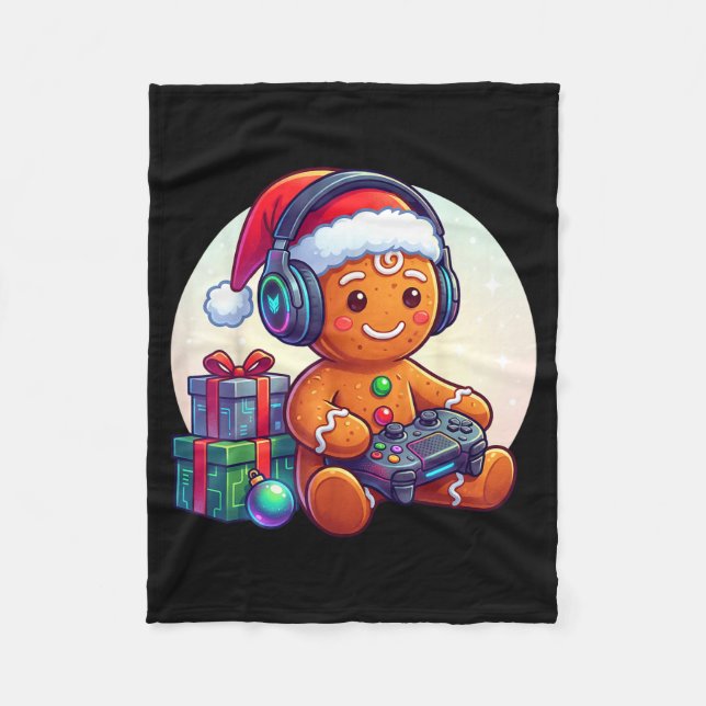 Couverture Polaire Funny Christmas Gamer Gingerbread Xmas Gaming Men  (Devant)