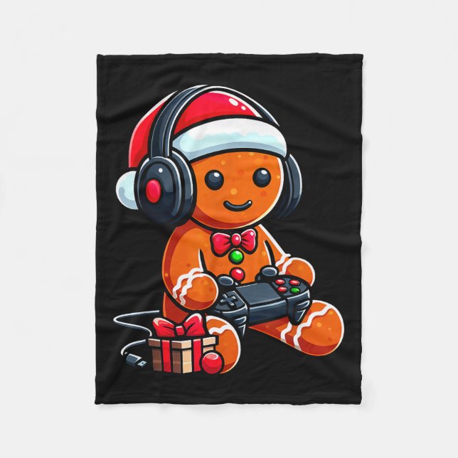 Couverture Polaire Funny Christmas Gamer Gingerbread Xmas Gaming Men  (Devant)