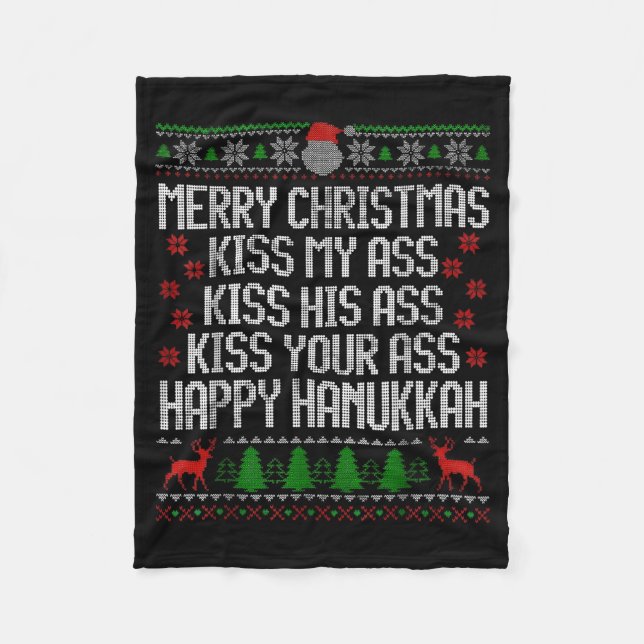 Couverture Polaire Funny Christmas Kiss My Happy Hanukkah Humor  (Devant)