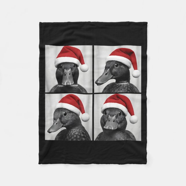 Couverture Polaire Funny Christmas Mallard Duck Santa Photo Booth  (Devant)