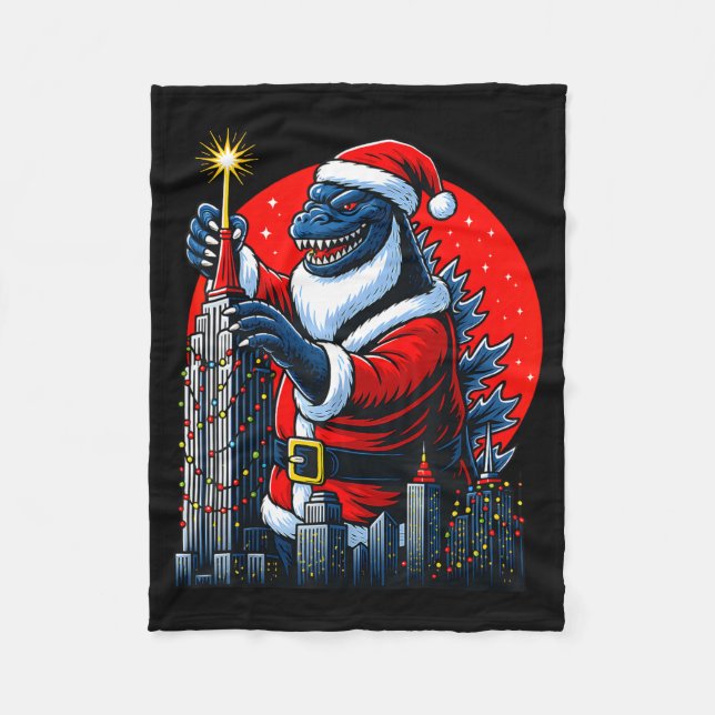 Couverture Polaire Funny Christmas Monster Santazilla Holiday Dinosau (Devant)