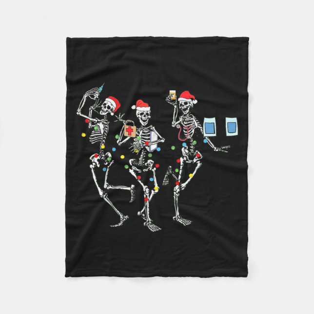 Couverture Polaire Funny Christmas Nurse Skeleton Nurse Dance Stethos (Devant)