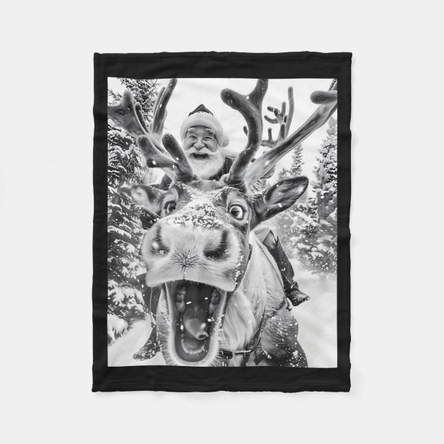 Couverture Polaire Funny Christmas Reindeer Selfie Santa Claus Xmas S (Devant)