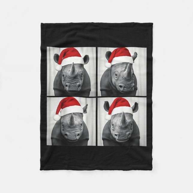 Couverture Polaire Funny Christmas Rhinoceros Santa Photo Booth Safar (Devant)