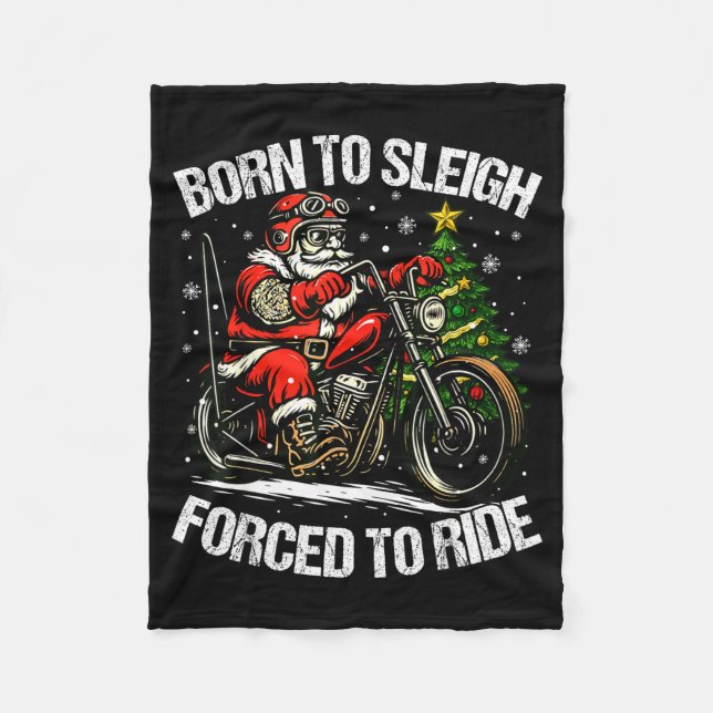 Couverture Polaire Funny Christmas Santa Riding Motorcycle Bike Biker (Devant)