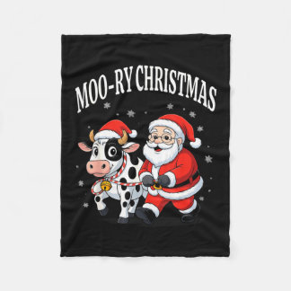 Couverture Polaire Funny Christmas Shirts - Cow Moo-ry Xmas Santa 