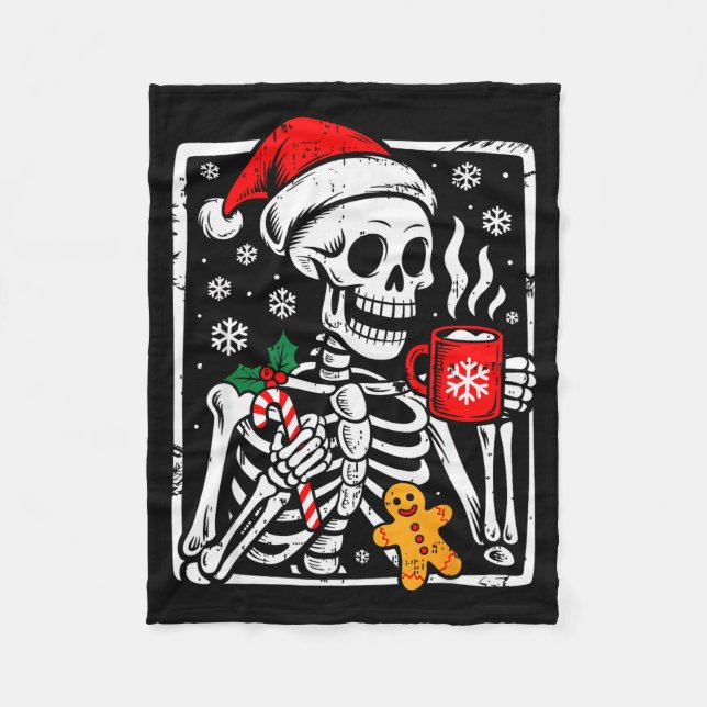 Couverture Polaire Funny Christmas Skeleton Hot Chocolate Xmas Men Wo (Devant)