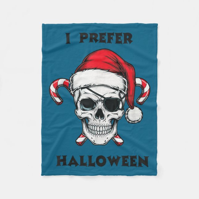 Couverture Polaire Funny Christmas Skeleton I Prefer Halloween  (Devant)