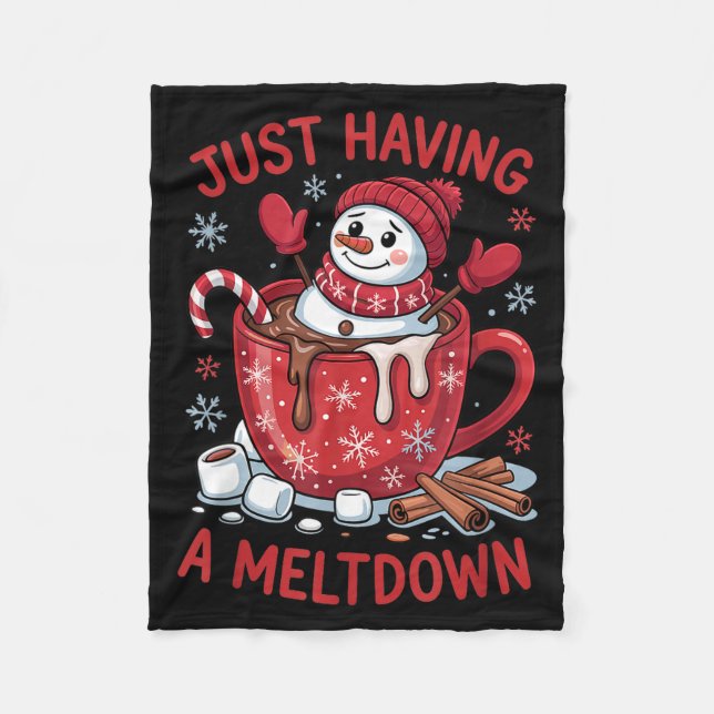 Couverture Polaire Funny Christmas Snowman Hot Chocolate Just Having  (Devant)