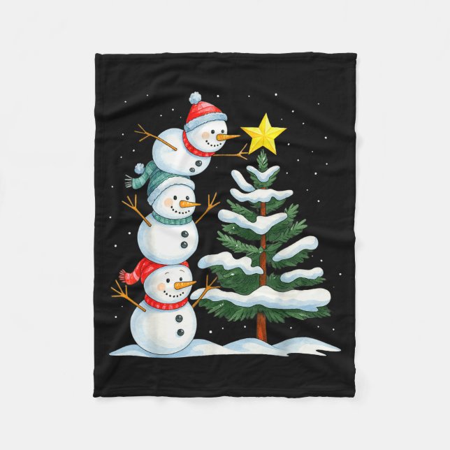 Couverture Polaire Funny Christmas Snowman Topper Tree Holiday Family (Devant)