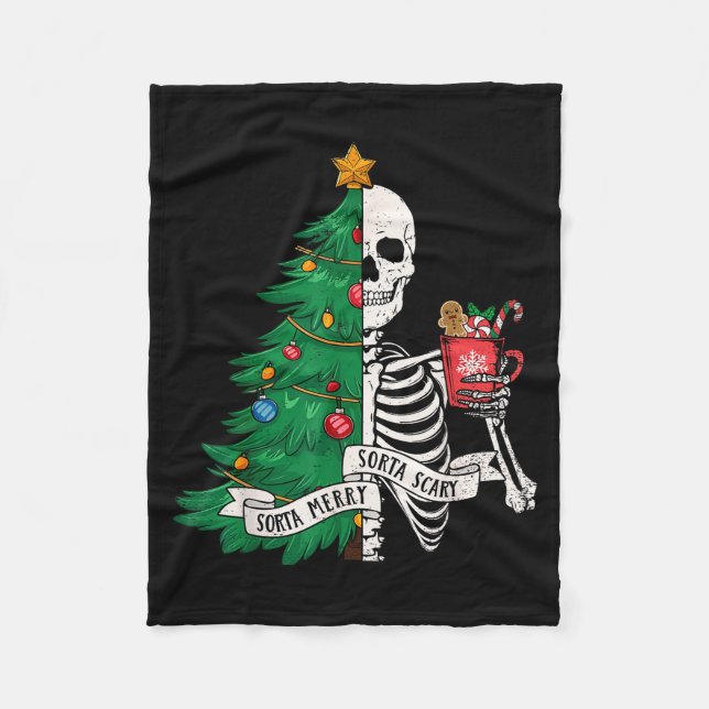 Couverture Polaire Funny Christmas Sorta Merry Sorta Y Skeleton Xmas  (Devant)