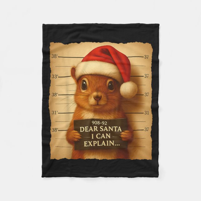 Couverture Polaire Funny Christmas Squirrel - Cute Squirrel Santa Hat (Devant)