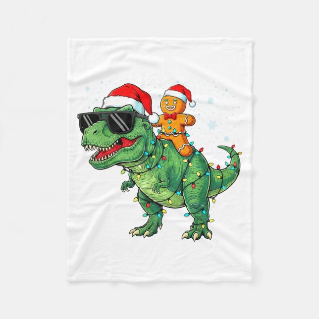 Couverture Polaire Funny Christmas T Rex Dinosaur Gingerbread Lights  (Devant)