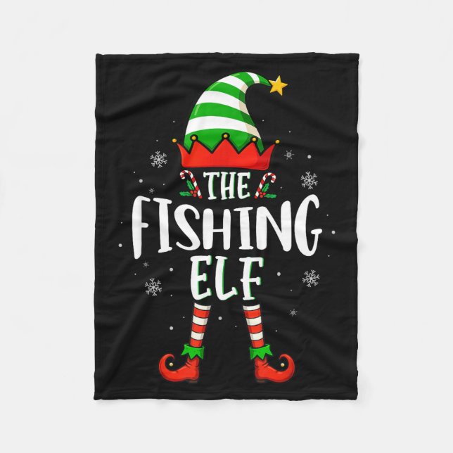 Couverture Polaire Funny Christmas The Fishing Elf Family Matching Xm (Devant)