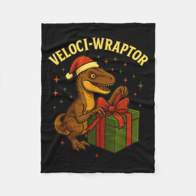 Couverture Polaire Funny Christmas Velociraptor Pun Veloci-wraptor  (Devant)