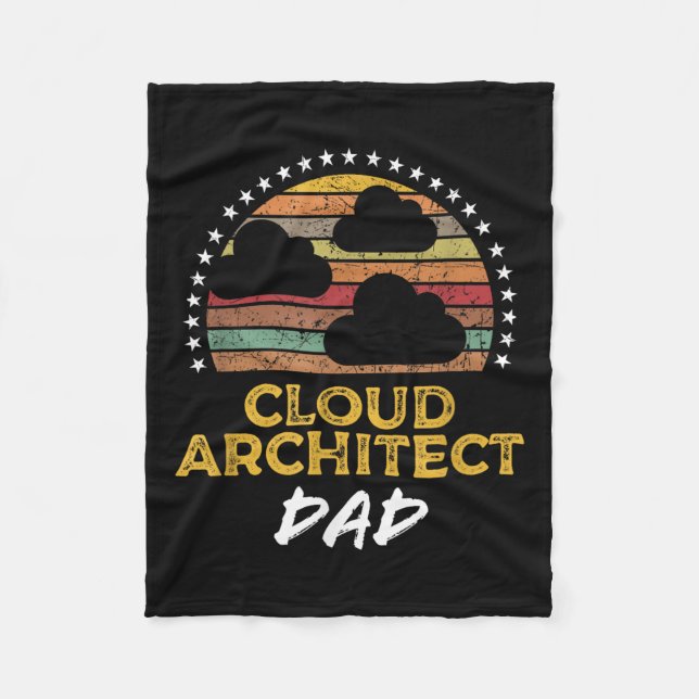 Couverture Polaire Funny Cloud Architect Papa, Data Center Tech Citat (Devant)