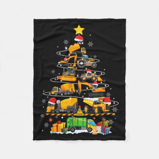 Couverture Polaire Funny Construction Excavator Truck Christmas Tree  (Devant)