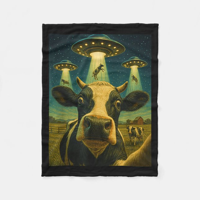 Couverture Polaire Funny Cow Farm Alien Selfie Ufo Zoo Boys Girls Kid (Devant)