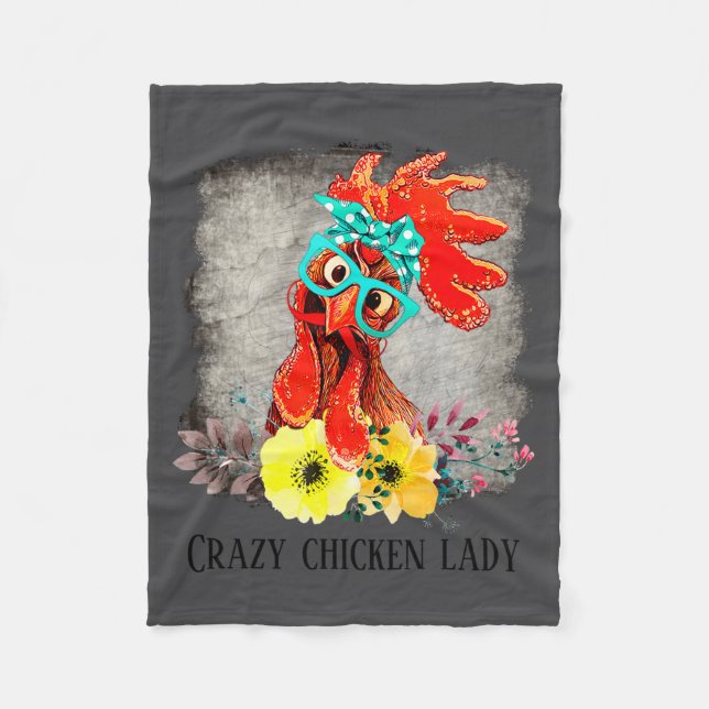 Couverture Polaire Funny Crazy Chicken Lady Word Art  (Devant)