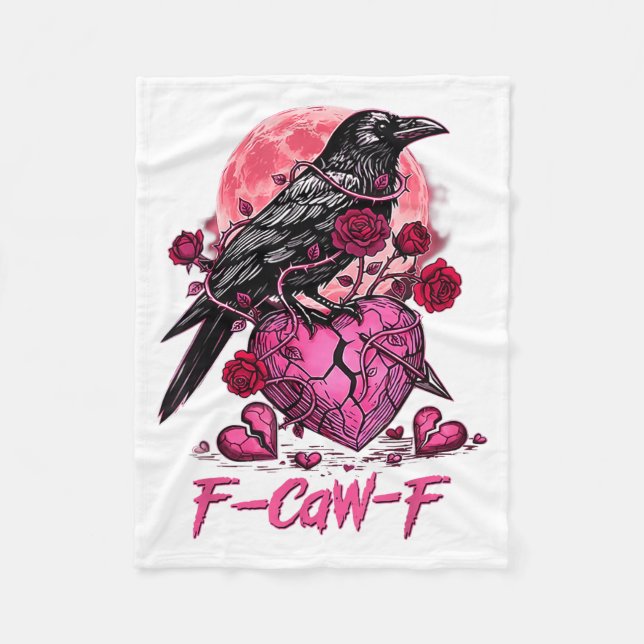 Couverture Polaire Funny Crow F-caw-f Valentines Day Black Bird Fcawf (Devant)