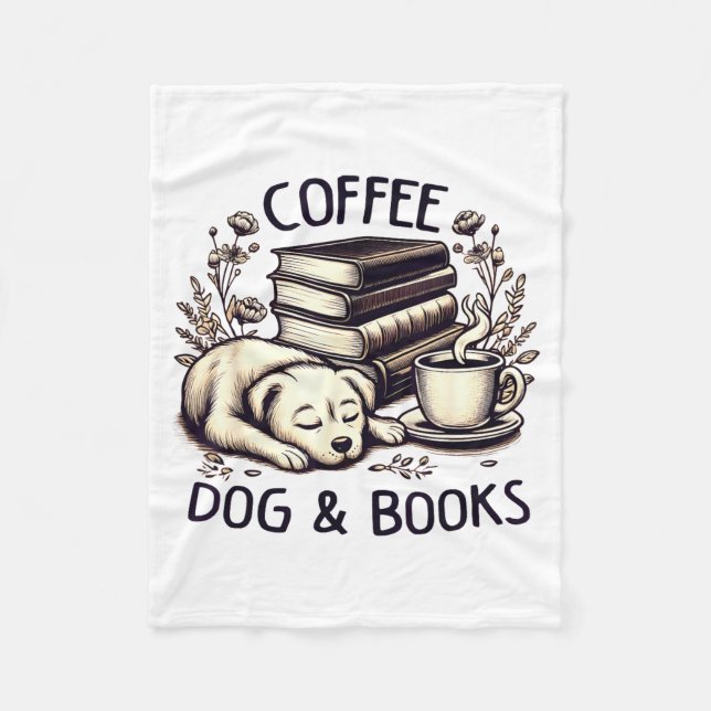 Couverture Polaire Funny Cute Coffee Dog Books Lover Women Men Kids  (Devant)