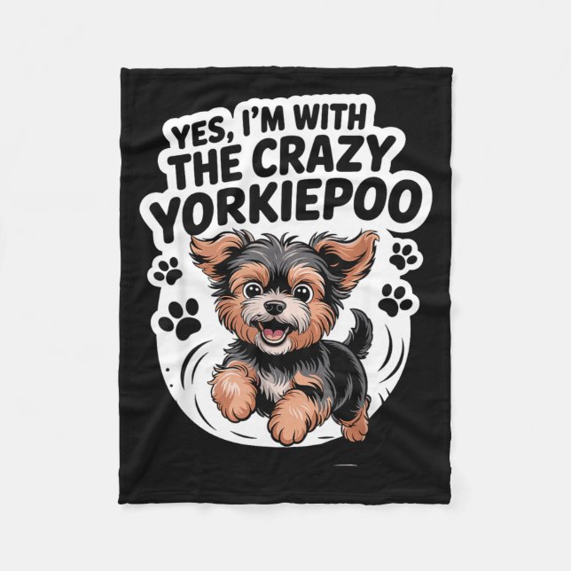 Couverture Polaire Funny Cute Pet Mix Dog Pup Yes I'm With The Crazy  (Devant)