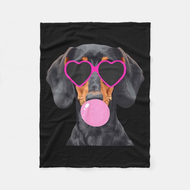 Couverture Polaire Funny Dachshund Wearing Gles And Blowing Nk Bubble (Devant)