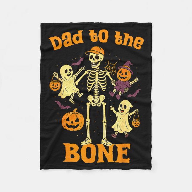 Couverture Polaire Funny Dad To The Bone Skeleton With Kids Halloween (Devant)