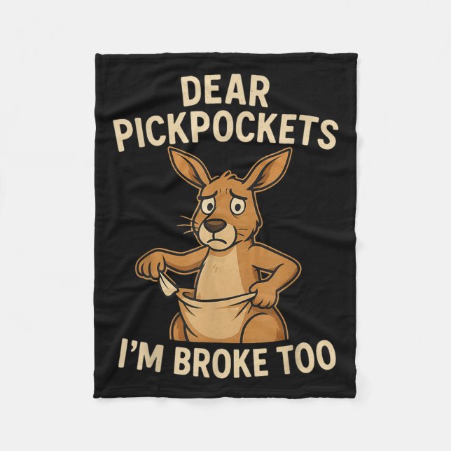 Couverture Polaire Funny Dear Ckckets I’m Broke Too Kangaroo  (Devant)