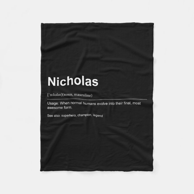 Couverture Polaire Funny Definition Quote For The Name Nicholas _  (Devant)