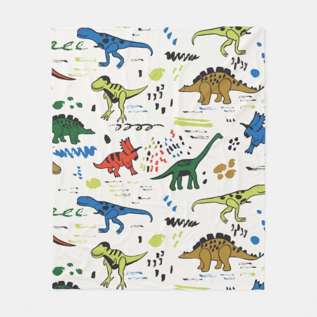 Couverture Polaire funny dinosaurs graphic color pattern (Devant)