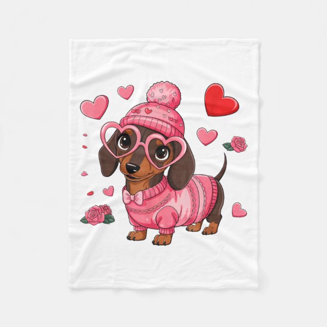 Couverture Polaire Funny Dog Dachshund Valentines Heart Dog Lover Men (Devant)