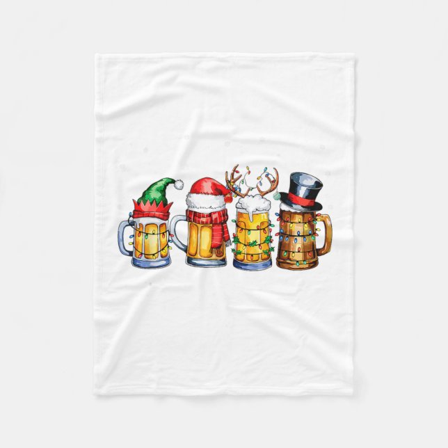 Couverture Polaire Funny Drinking Christmas Santa Beer Christmas Ligh (Devant)