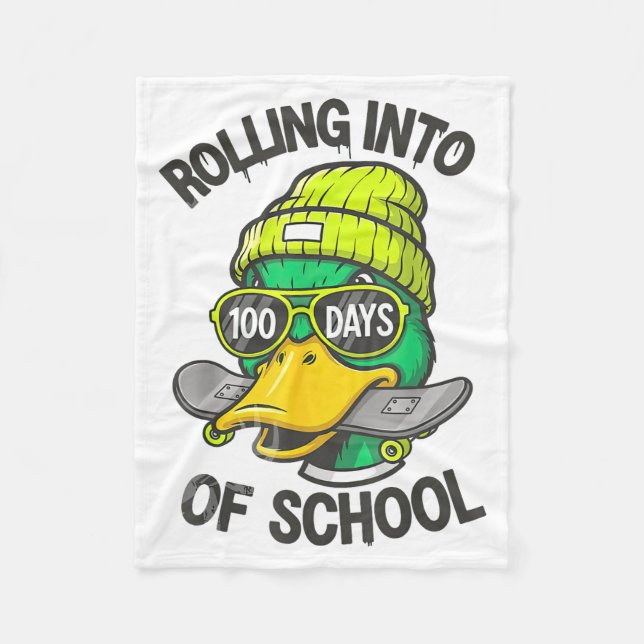 Couverture Polaire Funny Duck Skateboard 100 Days Of School Outfit  (Devant)